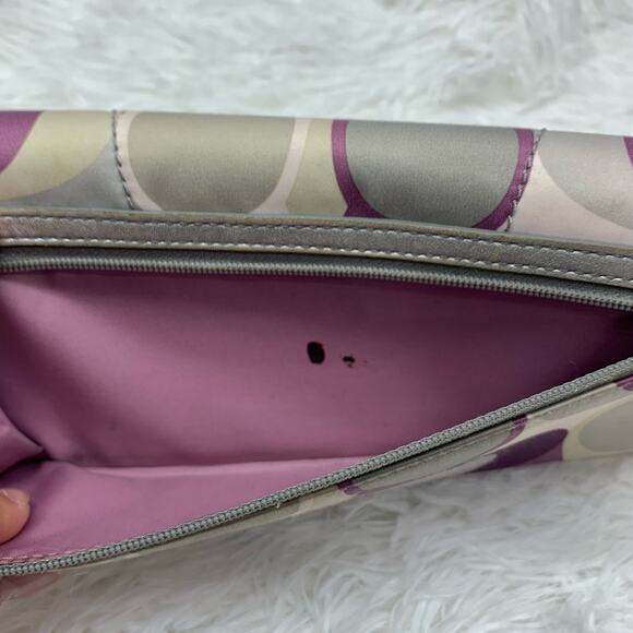 COACH Silver Purple Signature Nylon Wallet - Picture 10 of 12